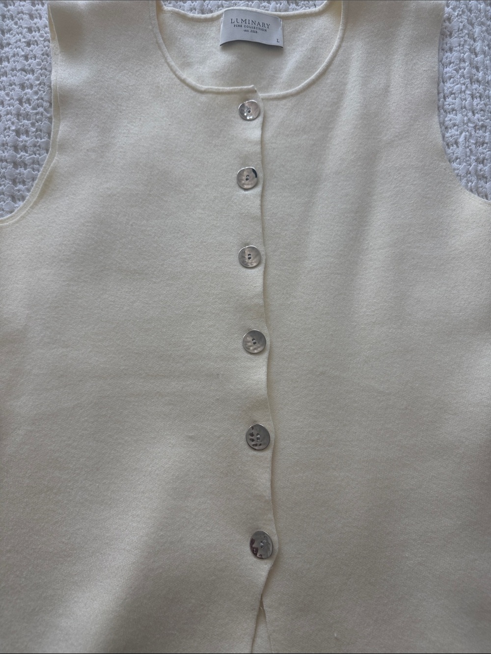 Luminary Cream Knit Button-Front Shell & Pant Set - Picture 7 of 12